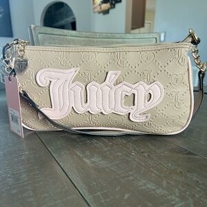 Juicy Couture Paparazzi Baguette Shoulder Bag Cafe Pink  and Beige